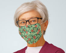 Load image into Gallery viewer, senior-woman-with-christmas-pattern-reusable-face-mask