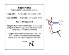 Load image into Gallery viewer, size guideline washable mask for adults kids