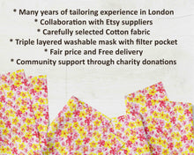 Load image into Gallery viewer, uk reusable cotton mask fabric summer flowers