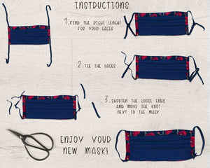 instructions washable mask adjustable ear loops