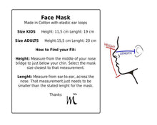 Load image into Gallery viewer, size guidelines face mask for adults and kids
