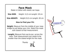 size guideline washable face mask adults and kids