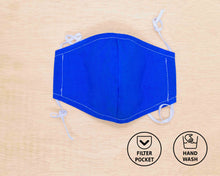 Load image into Gallery viewer, uk reusable cotton face mask blue yellow

