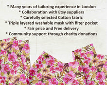 Load image into Gallery viewer, uk reusable cotton face mask fabric flowers
