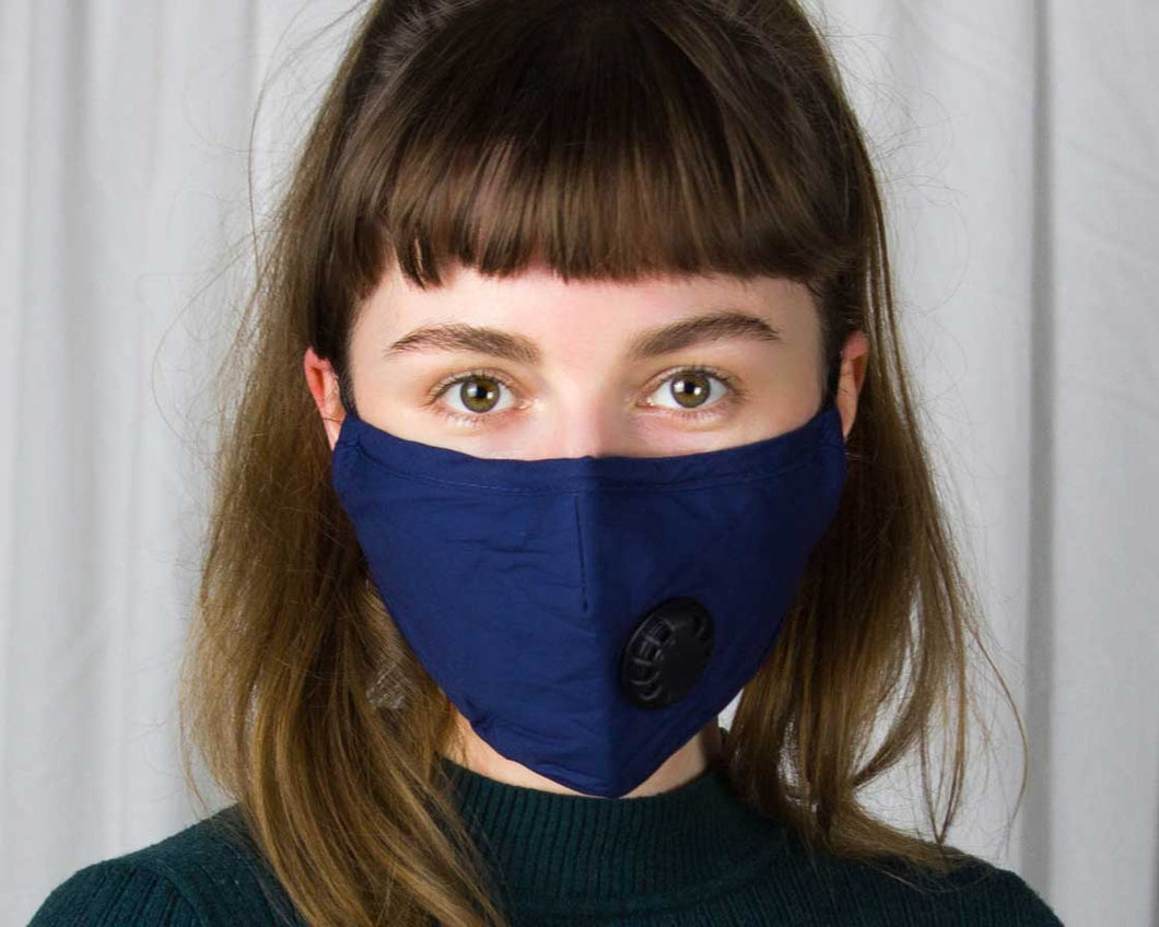 Navy Blue Face Mask with Valve